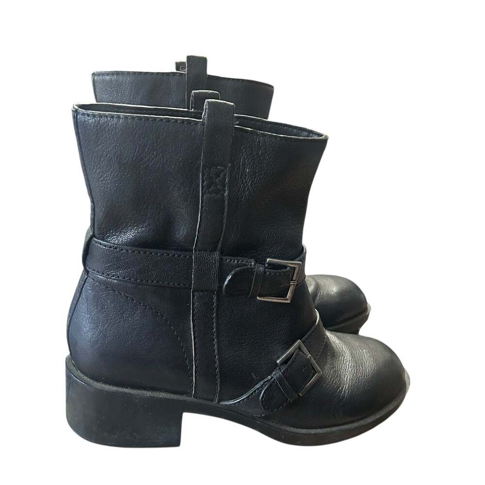 Cole Haan Booties Black Leather With Buckles Size 7